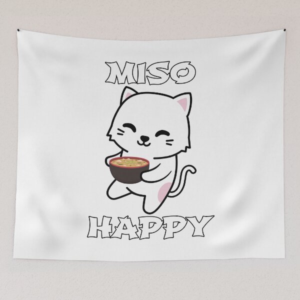 Item preview, Miso Happy - Cute Japanese Food Anime Cat Kawaii Pun designed and sold by EstelleStar.