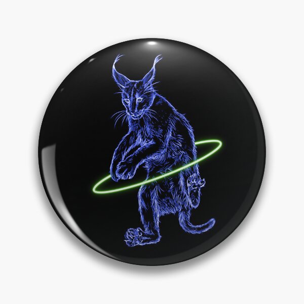 Item preview, Neon Blue Glowing Caracal Cat Hula Hooping designed and sold by nimreninmu.