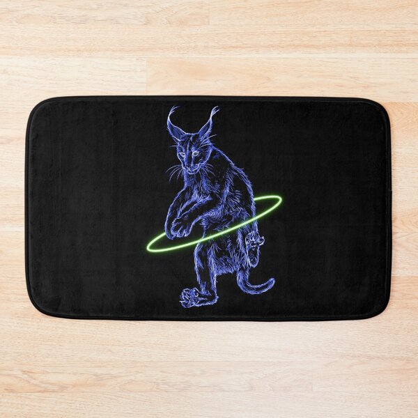 Item preview, Neon Blue Glowing Caracal Cat Hula Hooping designed and sold by nimreninmu.