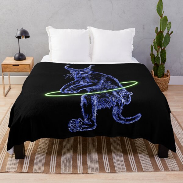 Item preview, Neon Blue Glowing Caracal Cat Hula Hooping designed and sold by nimreninmu.