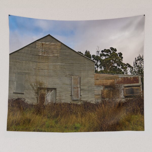 Item preview, Front of abandoned run down tin shed rusting and decaying in a field designed and sold by James-Cole.