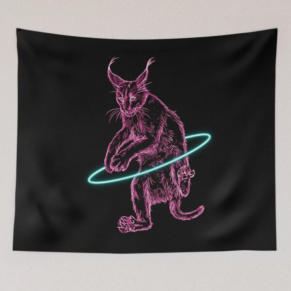 Item preview, Pink Glowing Neon Caracal Cat Hula Hooping designed and sold by nimreninmu.