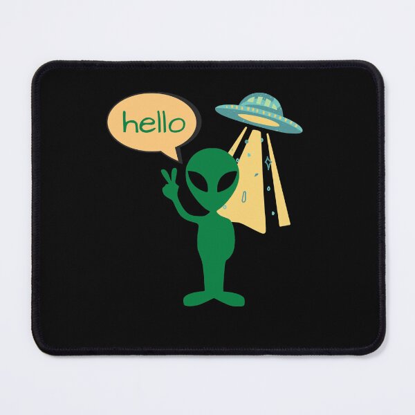 Item preview, Green Alien and Spaceship Hello designed and sold by RiadMannan.