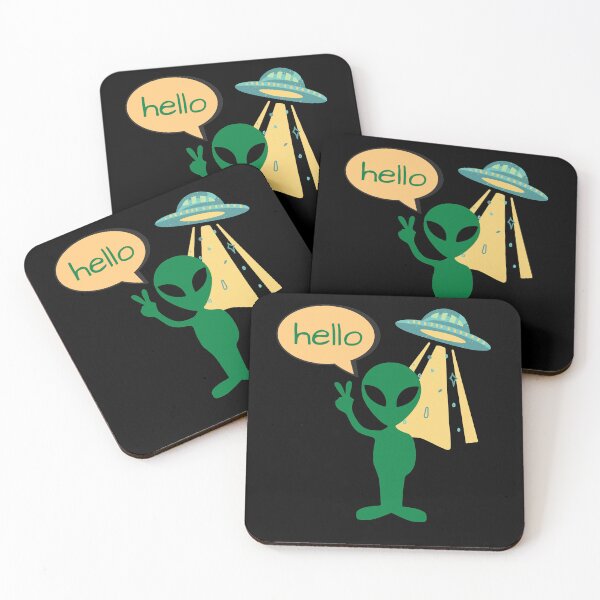 Item preview, Green Alien and Spaceship Hello designed and sold by RiadMannan.