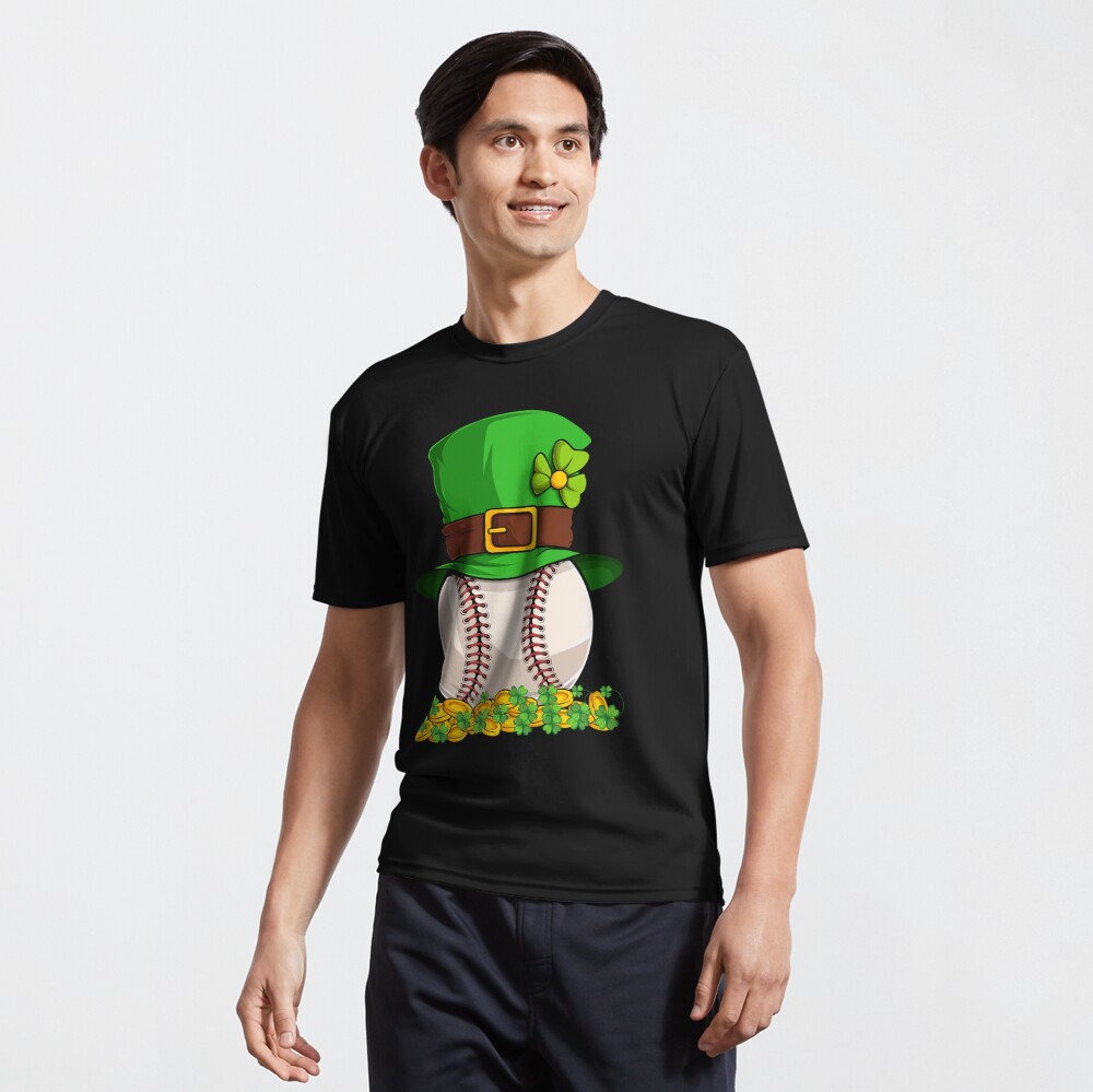 Baseball St Patricks Day Ball Leprechaun Hat Catcher American Flag T-Shirt  - Guineashirt Premium ™ LLC