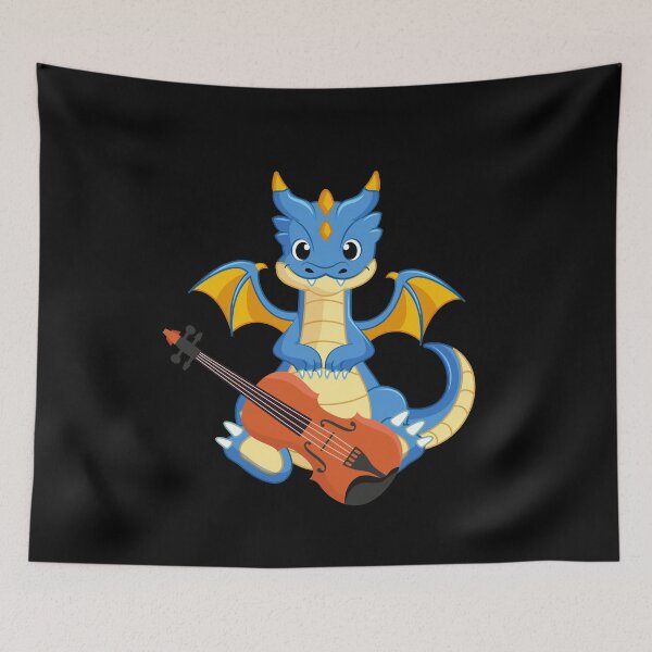 Item preview, Dragon Playing Violin ,Funny Good Dragon Violin Lovers Blue Design designed and sold by pedrored369.