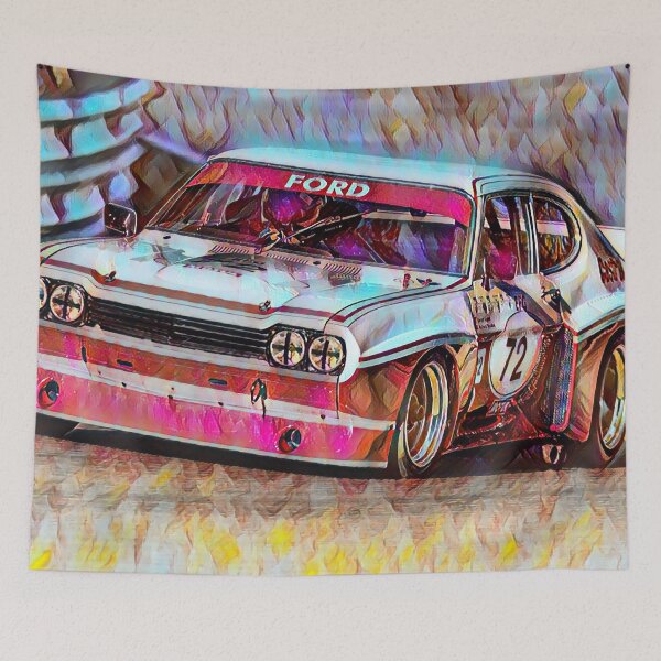 Item preview, Ford Capri Touring Car Racing - Classic Group 5 Motorsport, Vintage Racing Car Poster designed and sold by Road To Track.