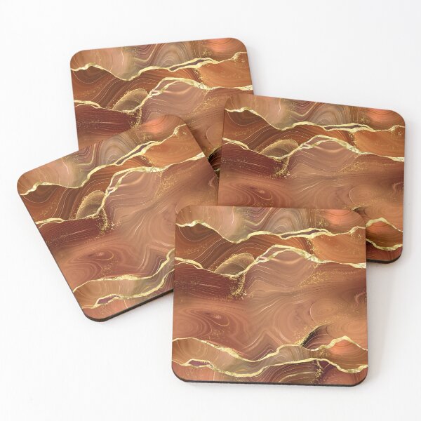 Item preview, Dahlia Orange Agate Stone Watercolor, with copper and bronze shimmer effect designed and sold by Orianah.
