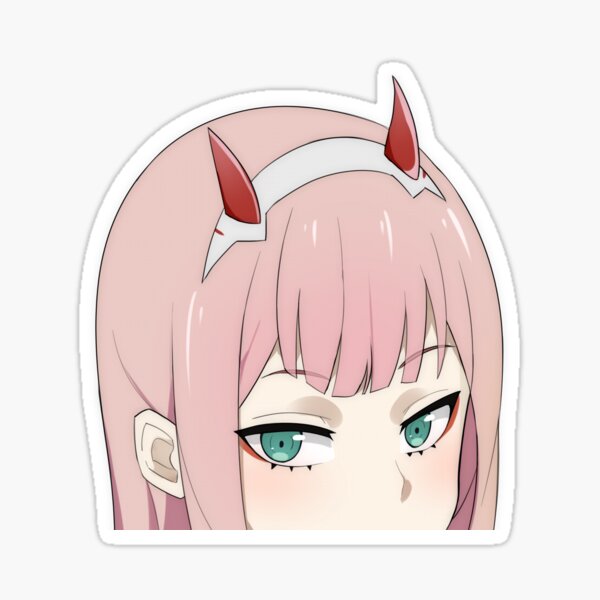 Zero Two Peeker Darling In The Franxx Sticker By Kawaiifu69 Redbubble