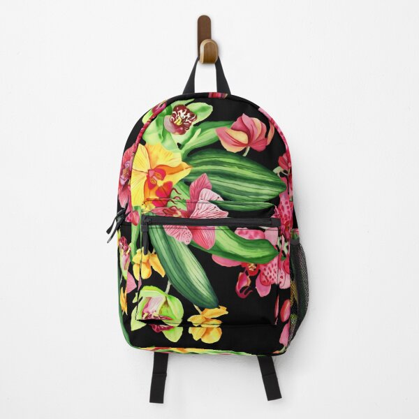 Item preview, Colorful and bold, pink and yellow orchid flowers, with teal and emerald green foliage, watercolor beauty. designed and sold by Orianah.