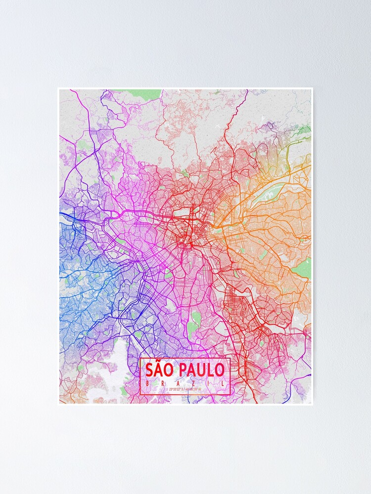 "Sao Paulo City Map of Brazil Colorful" Poster for Sale by deMAP Redbubble