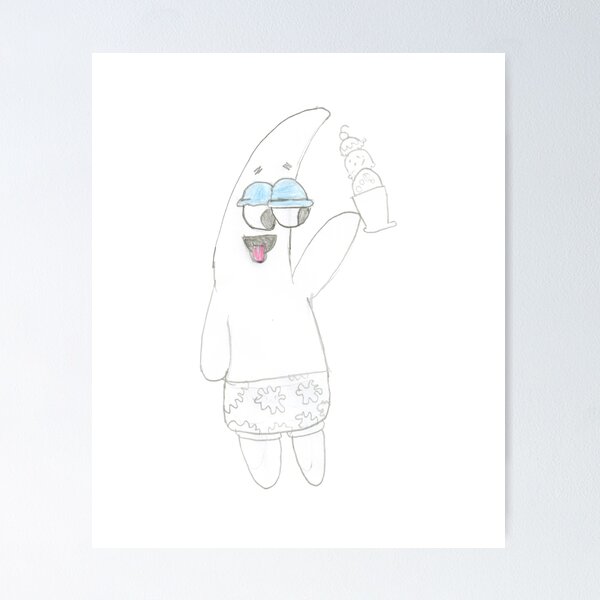 Item preview, Lindo Patrick con cono de helado - Dibujo a lápiz divertido para niños designed and sold by Amazing Arts Designs.