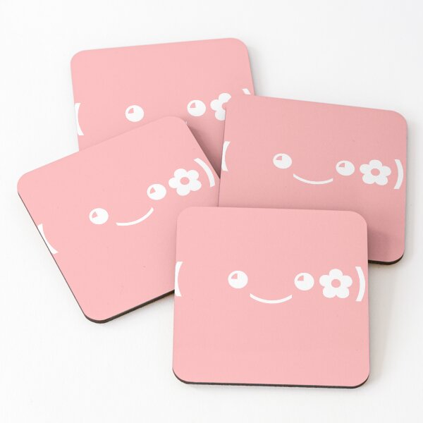 Item preview, Cute kaomoji with a white flower in a pink background designed and sold by Soft-Maiot.