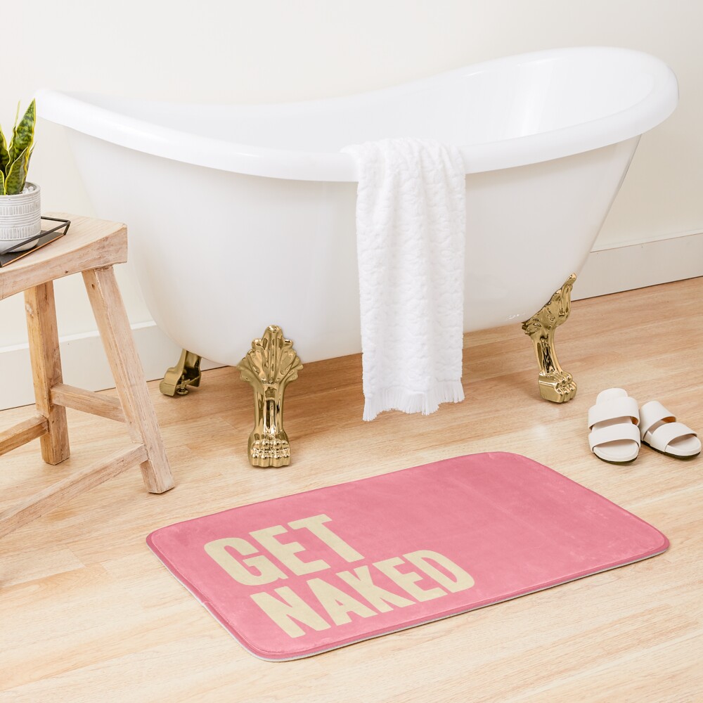 Get naked - pink and peach Bath Mat
