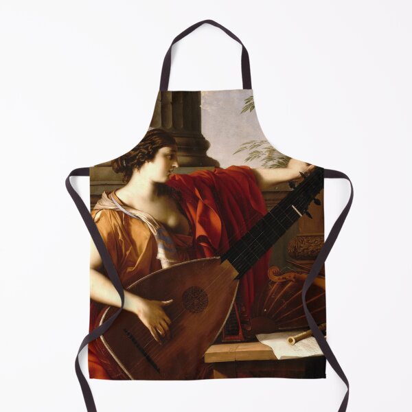 Item preview, Allegory of Music female musician playing theorbo (a kind of lute) by antique architecture columns classical art designed and sold by Lady-Frost.
