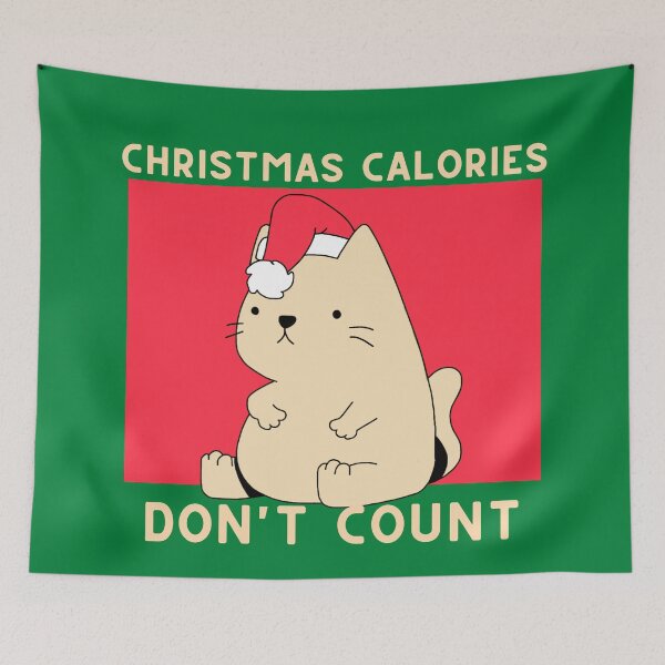 Item preview, Christmas Calories Dont Count Cute Chubby Cat designed and sold by quinellie.