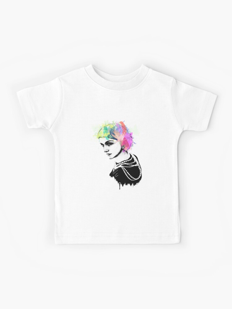 Coco Chanel Ink + Watercolor Portrait Art | Kids T-Shirt