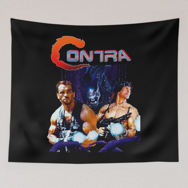 Item preview, SCHWARZENEGGER COMMANDO and ALIEN-CONTRA GAME PARODY designed and sold by DavidPlumley.