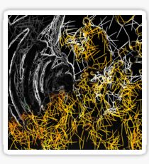 psychedelic sketching line pattern abstract in yellow black and white Sticker
