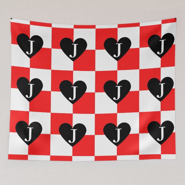 Item preview, Playing Cards, Solitaire, Jack of hearts Black, Red and White Background, Jack, J, Cute, Checkered designed and sold by Ellecher23.