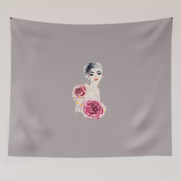 Item preview, girl with flowers peonies designed and sold by Nazrin Nasimi.