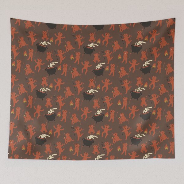 Item preview, pattern with cute devils designed and sold by burbura.