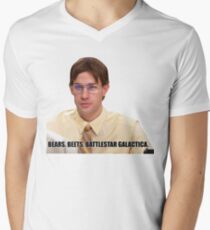 Jim Halpert - Bears, beets, battlestar galactica Men's V-Neck T-Shirt