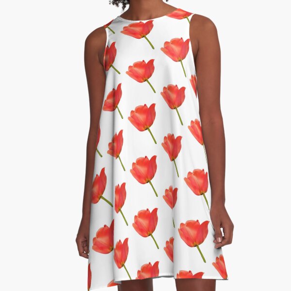 spring red flower A-Line Dress