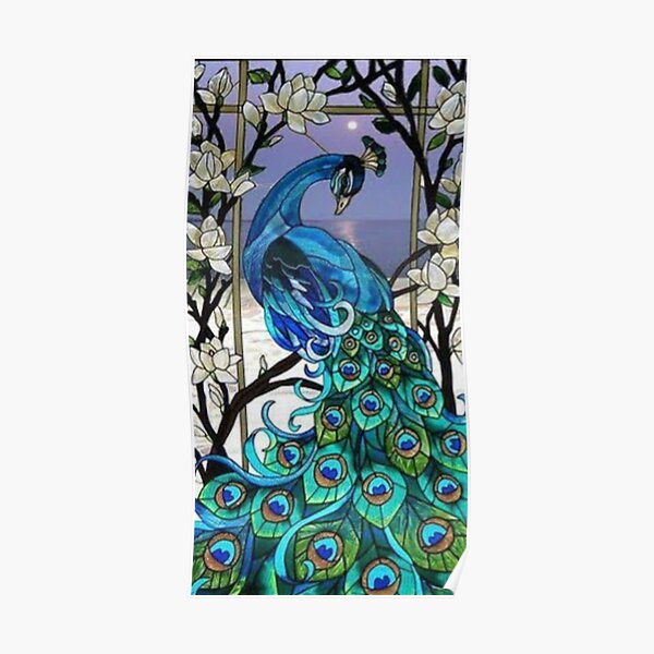 stained glass peacock Poster