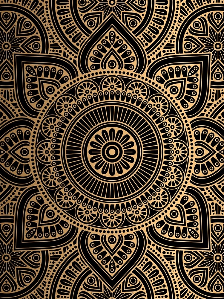 Discover Black Gold Mandala Pattern Illustration With Gold Shimmer Leggings