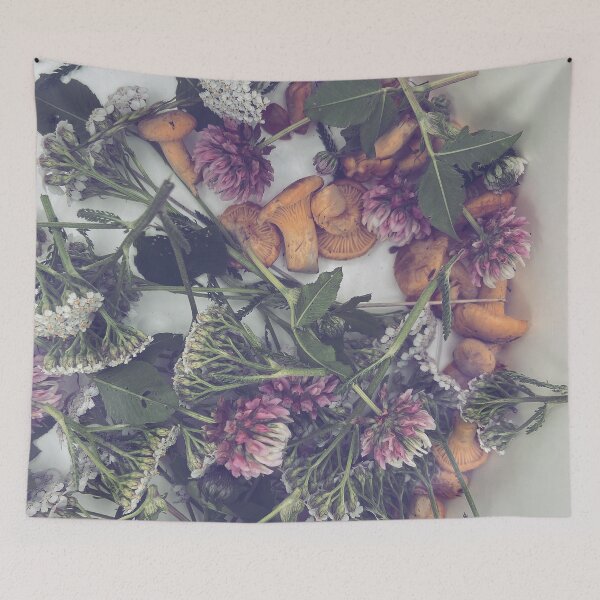 Item preview, SUMMER WALK IN THE FOREST & CHANTERELLES, RED CLOVER, YARROW designed and sold by anetesees.