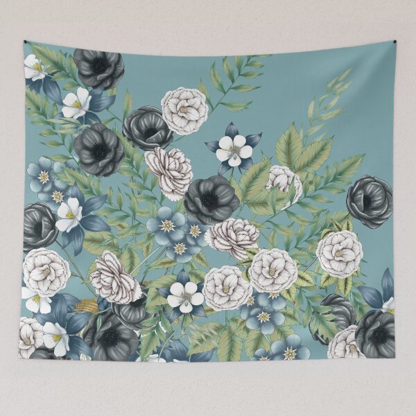 Artikelvorschau, Spring Florals on Teal entworfen und verkauft von meggydesigns.
