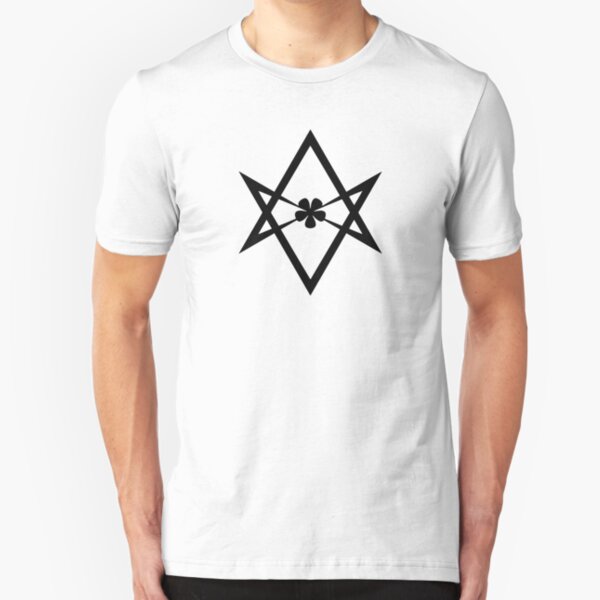 Aleister Crowley - Magick Symbol - Golden Dawn - Occult - Thelema (Black on White) Slim Fit T-Shirt