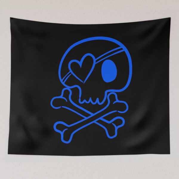 Item preview, Skull crossbones blue light Scary Dark Man Spooky Horror Bones Rock Gothic Occult Punisher  designed and sold by BestDesign87.