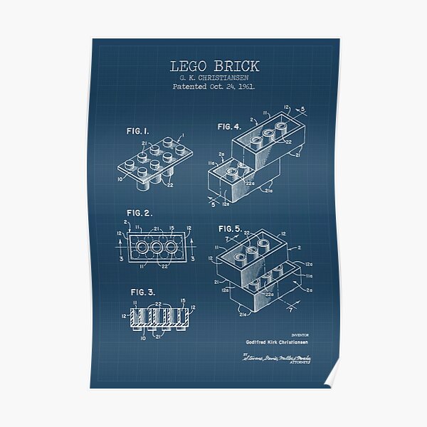 Lego Brick blueprint patent Poster