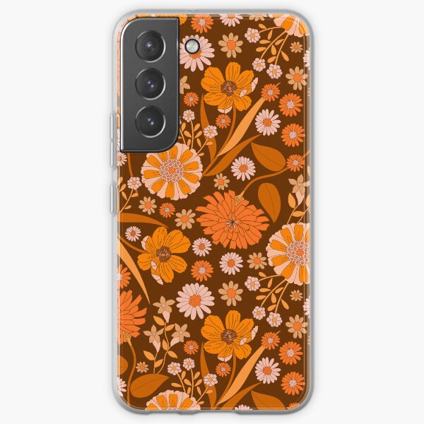 Seventies Flower Garden-Brown Orange Samsung Galaxy Soft Case