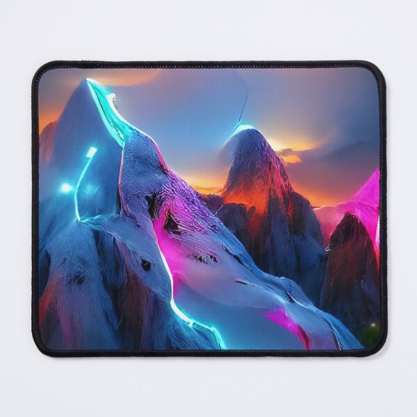 Item preview, AI Generated Art, Fantasy Mountains Glowing Neon   designed and sold by ACC .