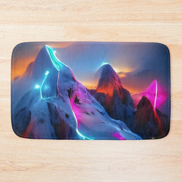 Item preview, AI Generated Art, Fantasy Mountains Glowing Neon   designed and sold by ACC .