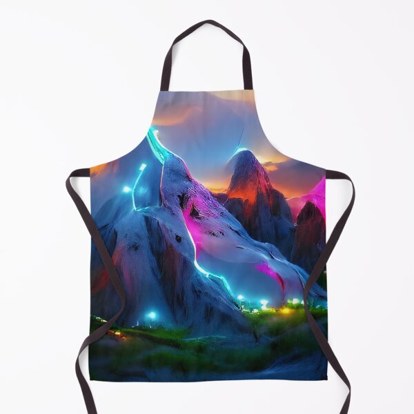 Item preview, AI Generated Art, Fantasy Mountains Glowing Neon   designed and sold by ACC .