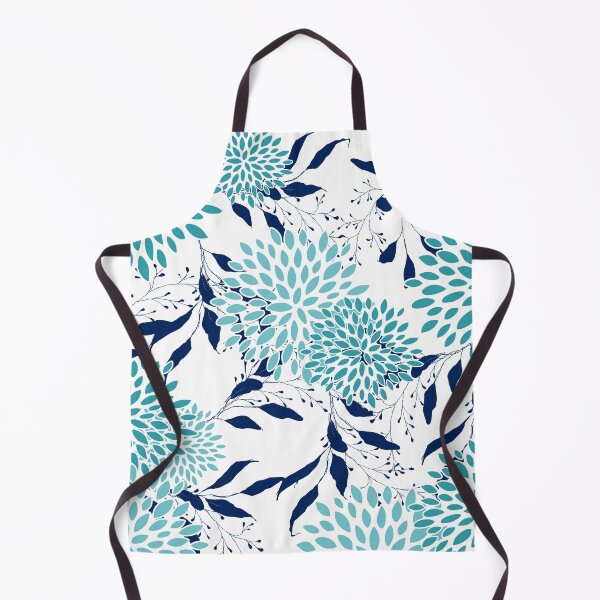 Artikelvorschau, Floral Leaves and Blooms, Teal and Navy Blue entworfen und verkauft von meggydesigns.
