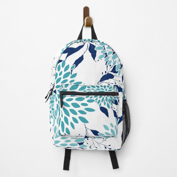 Artikelvorschau, Floral Leaves and Blooms, Teal and Navy Blue entworfen und verkauft von meggydesigns.