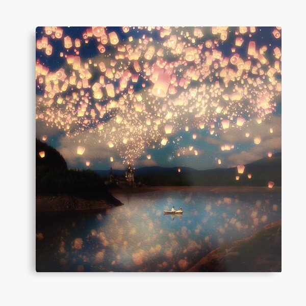 Wish Lanterns for Love Metal Print