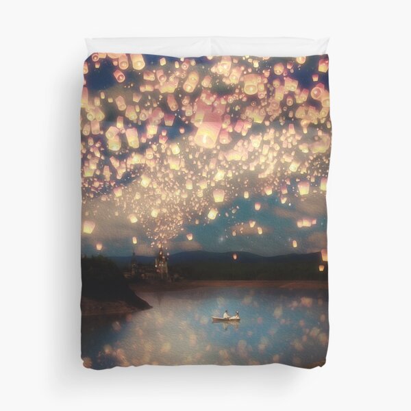 Wish Lanterns for Love Duvet Cover