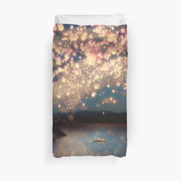 Wish Lanterns for Love Duvet Cover
