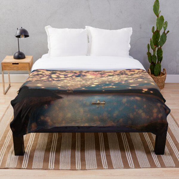 Wish Lanterns for Love Throw Blanket