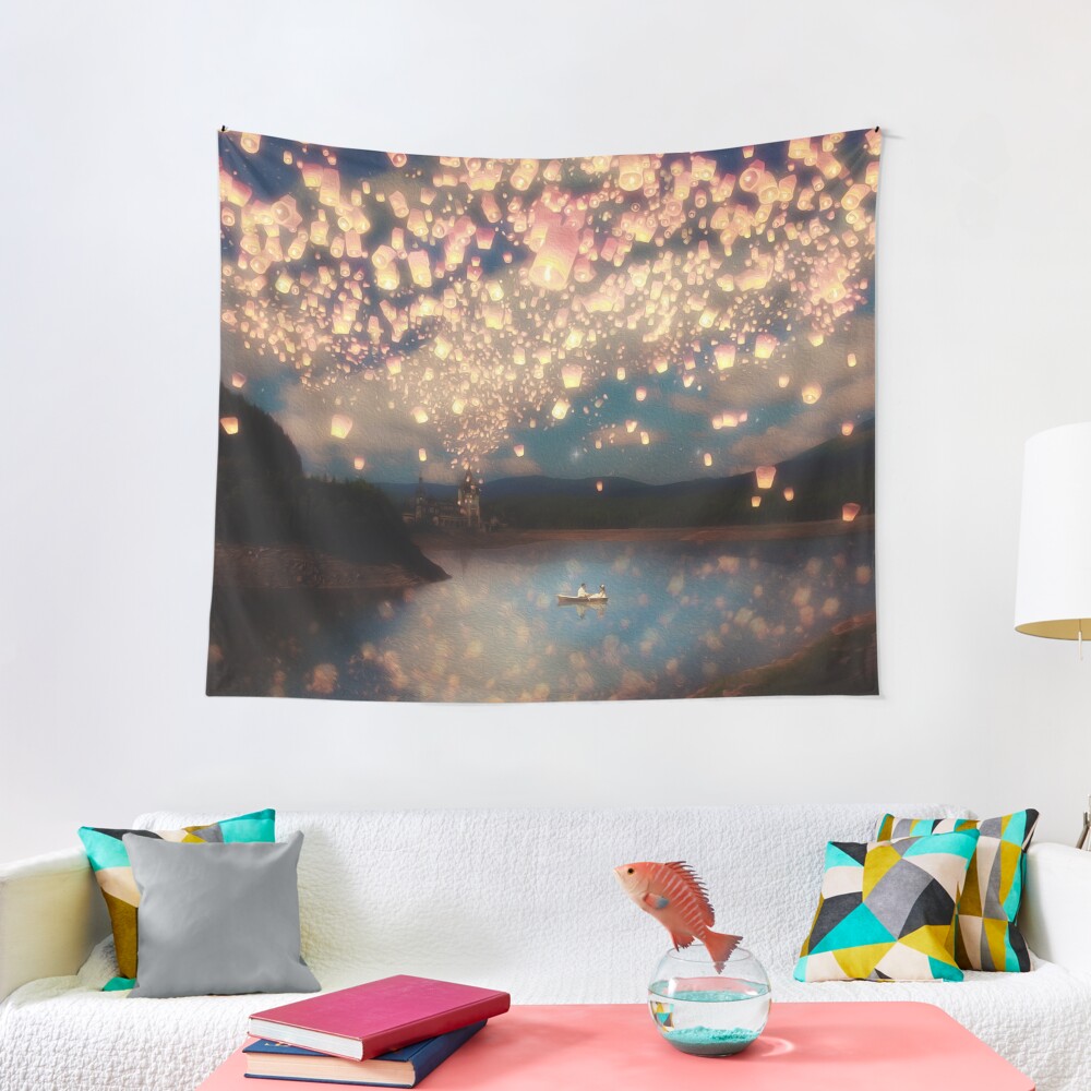 Wish Lanterns for Love Tapestry