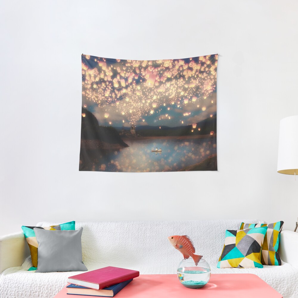 Wish Lanterns for Love Tapestry