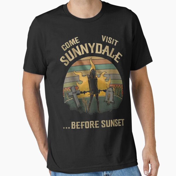 Vista previa del artículo con la obra «Ven a visitar Sunnydale antes del atardecer Clásico», diseñado y vendido por ipemje.