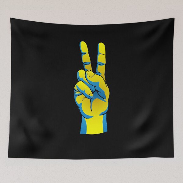 Item preview, Peace for Ukraine Ukrainian Pride Hand Peace Sign Design designed and sold by hobrath.