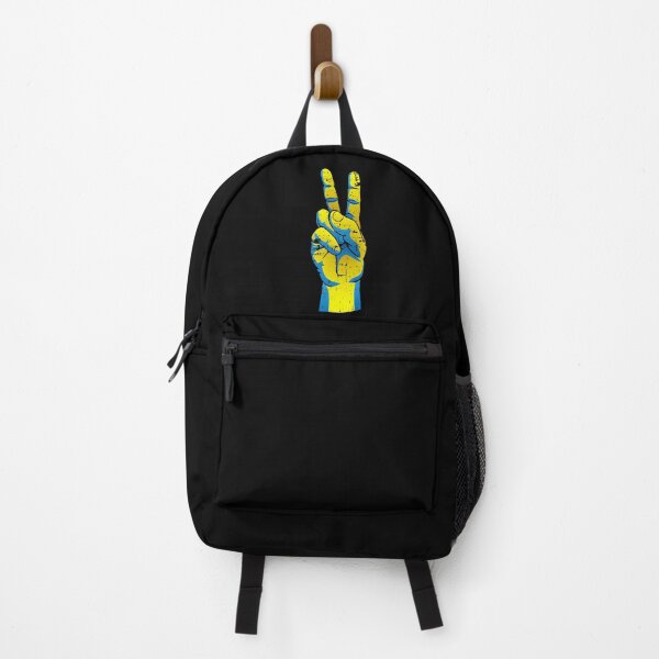 Item preview, Peace for Ukraine Ukrainian Pride Hand Peace Sign Distressed Design designed and sold by hobrath.